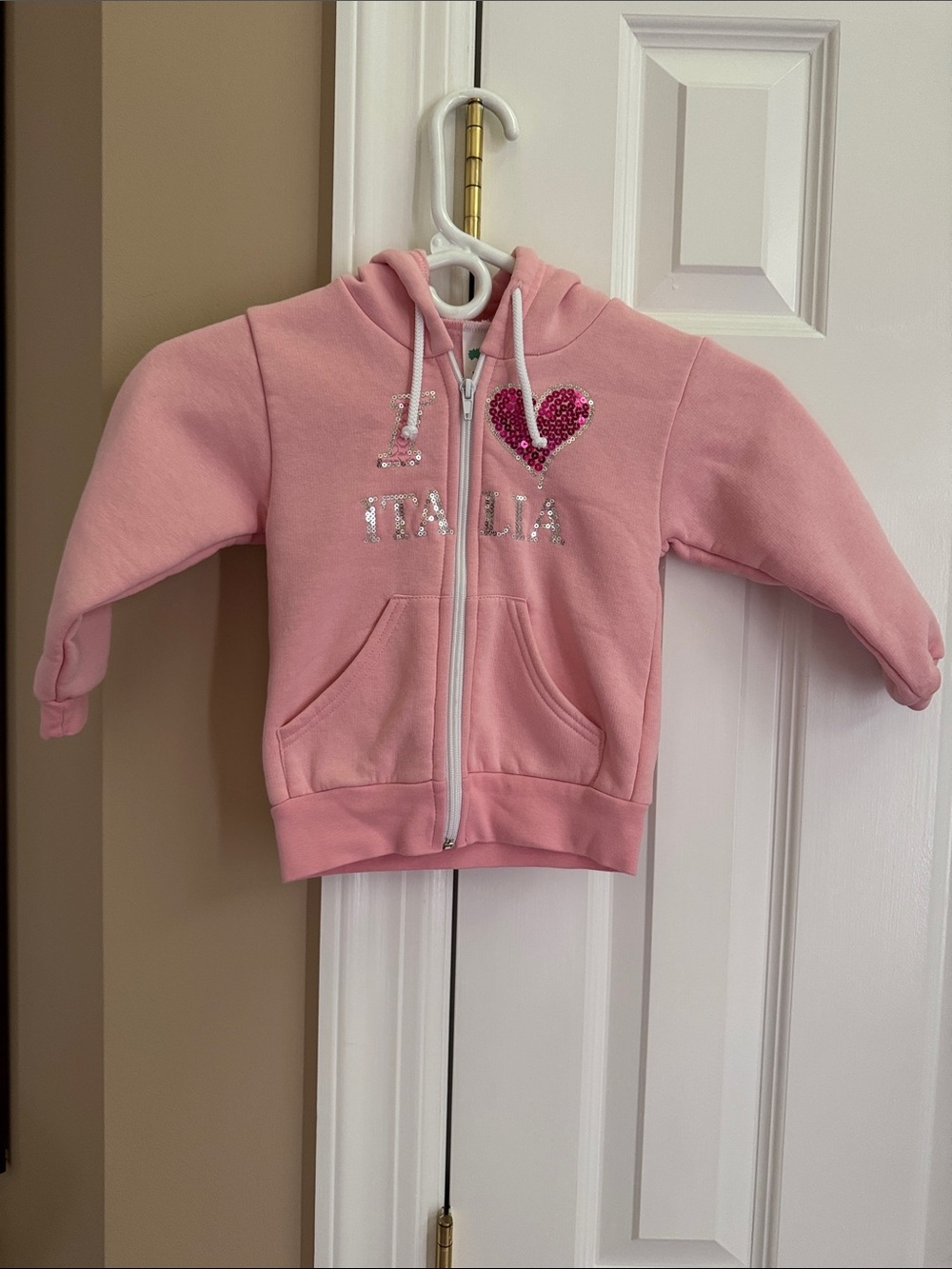 “I Love Italia” PinkSequin Zip Hoodie